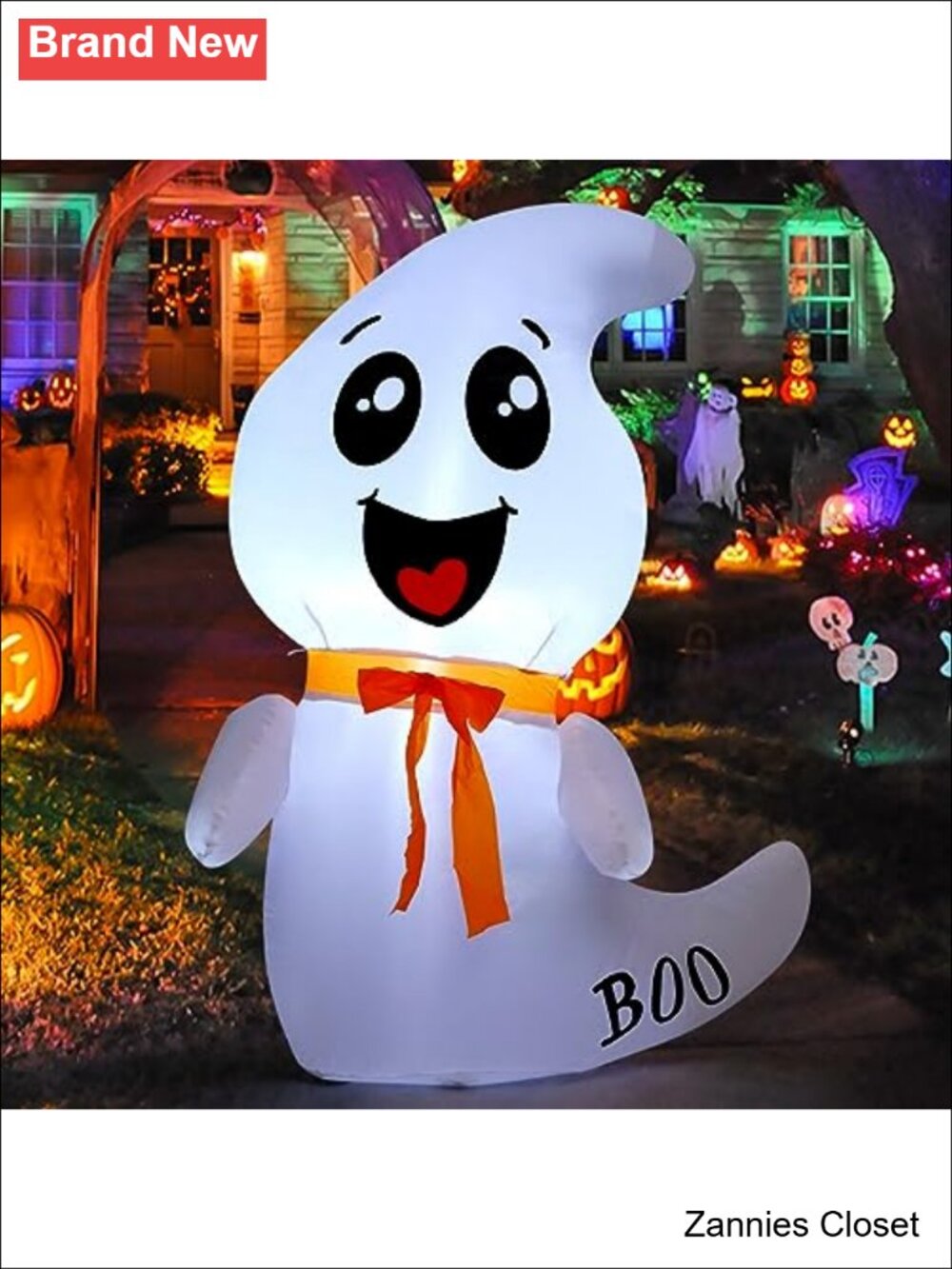 👻 4 FT Halloween Inflatable Ghost Outdoor Yard Decor Blow Up with Built-in LEDs